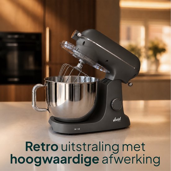 Luxe Keukenmixer - 7L Mengkom met Verwarmde Bodem - Rijsfunctie - Touchscreen & Timer - Vaatwasserbestendig - Keukenmachine - Keukenrobot - Grijs
