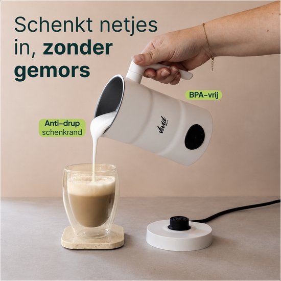 Melkopschuimer - Schenktuit - 4-in-1 Melkschuimer - Elektrische Melkklopper - Creme