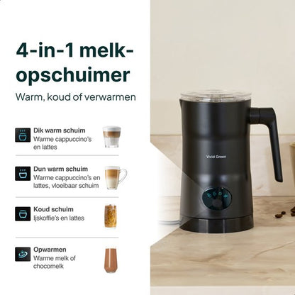 4-in-1 Melkopschuimer met Antikleeflaag