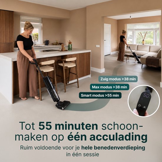 Vloerreiniger 2-in-1 - Nat- en Droog Steelstofzuiger - Met Dweilfunctie - Elektrische Dweil - Zelfreinigend