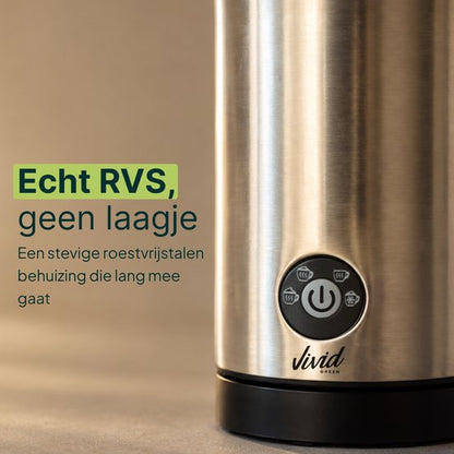 Melkopschuimer - PFAS-vrij - 4-in-1 Melkschuimer - Elektrische Melkklopper - Zilver