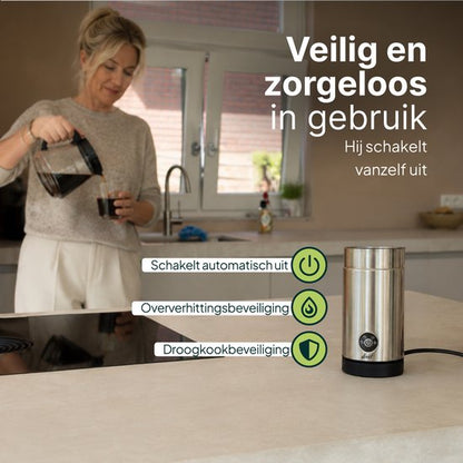 Melkopschuimer - PFAS-vrij - 4-in-1 Melkschuimer - Elektrische Melkklopper - Zilver