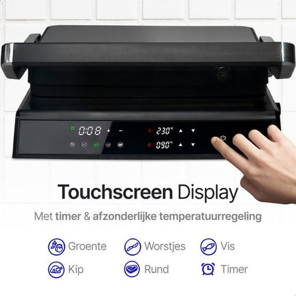 Rurido XL Tosti Apparaat 2000W – Uitneembare Platen & Vaatwasserbestendig – Groot Grilloppervlak – 180° Openklapbaar – Contactgrill – Panini Grill – Grill Apparaat – Tosti ijzer