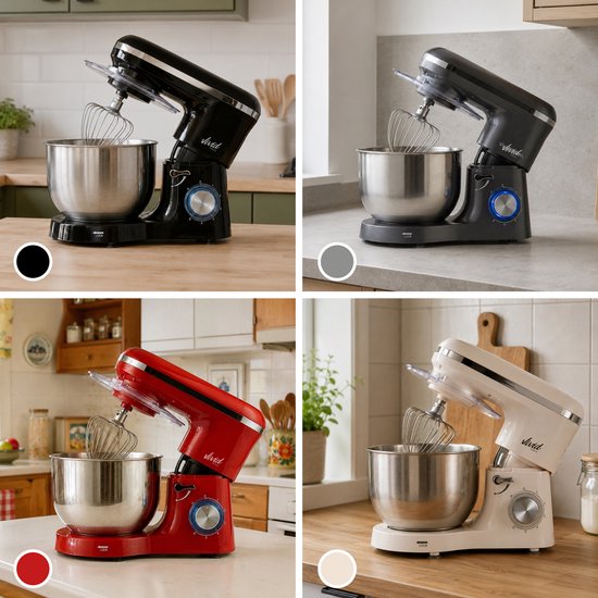 2000W Keukenmixer - Geschikt voor Zwaar Deeg - 6,2L Mengkom - Keukenmachine - Keukenrobot - Matzwart