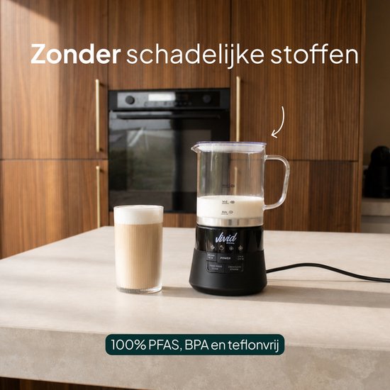 Glazen Melkopschuimer - Warm & Koud Schuim - 4-in-1 - Elektrische Melkschuimer - PFAS-vrij & BPA-vrij - Vaatwasserbestendig