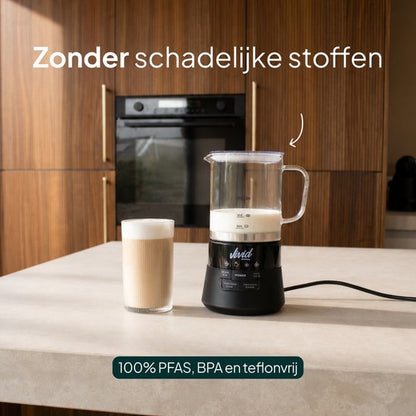 Glazen Melkopschuimer - Warm & Koud Schuim - 4-in-1 - Elektrische Melkschuimer - PFAS-vrij & BPA-vrij - Vaatwasserbestendig