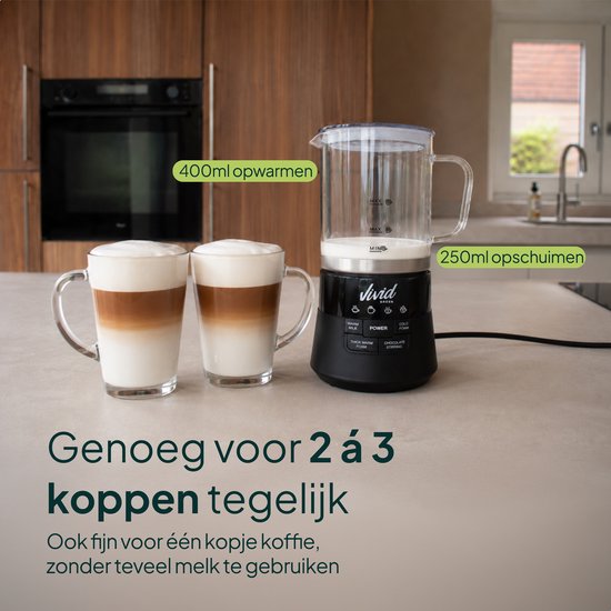 Glazen Melkopschuimer - Warm & Koud Schuim - 4-in-1 - Elektrische Melkschuimer - PFAS-vrij & BPA-vrij - Vaatwasserbestendig