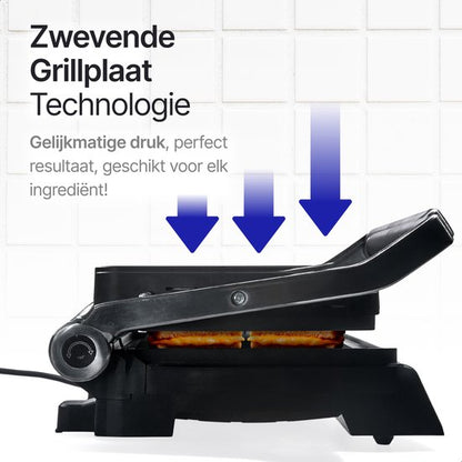 Rurido XL Tosti Apparaat 2000W – Uitneembare Platen & Vaatwasserbestendig – Groot Grilloppervlak – 180° Openklapbaar – Contactgrill – Panini Grill – Grill Apparaat – Tosti ijzer