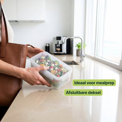 Groentesnijder Multifunctioneel & Mandoline Keukensnijder - 13-delig - Uienhakker Met Opvangbak 1,3L - Inclusief Bewaardeksel - Wit