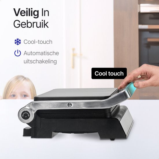 Rurido XL Tosti Apparaat 2000W – Uitneembare Platen & Vaatwasserbestendig – Groot Grilloppervlak – 180° Openklapbaar – Contactgrill – Panini Grill – Grill Apparaat – Tosti ijzer