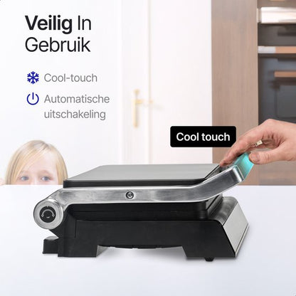 Rurido XL Tosti Apparaat 2000W – Uitneembare Platen & Vaatwasserbestendig – Groot Grilloppervlak – 180° Openklapbaar – Contactgrill – Panini Grill – Grill Apparaat – Tosti ijzer