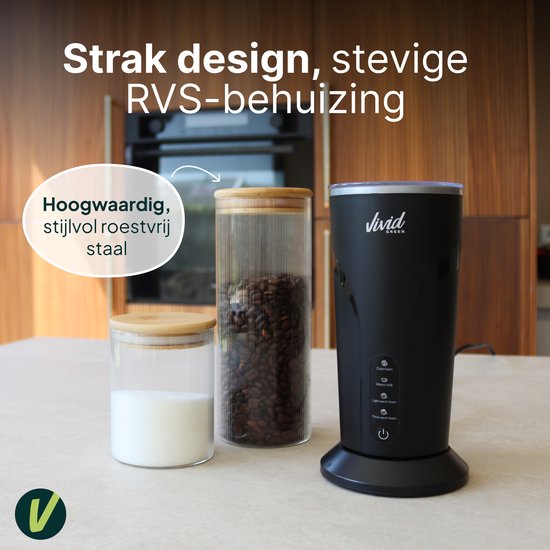 Melkopschuimer - PFAS-vrij - 4-in-1 Melkschuimer - Elektrische Melkklopper - Zwart