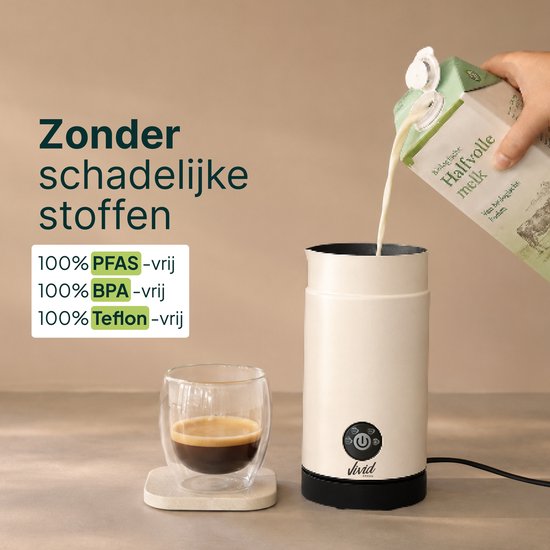 Melkopschuimer - PFAS-vrij - 4-in-1 Melkschuimer - Elektrische Melkklopper - Creme