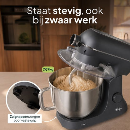 Luxe Keukenmixer - 7L Mengkom met Verwarmde Bodem - Rijsfunctie - Touchscreen & Timer - Vaatwasserbestendig - Keukenmachine - Keukenrobot - Grijs