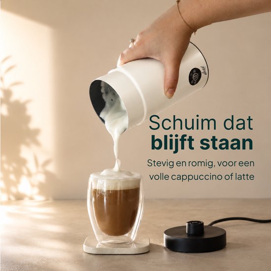 Melkopschuimer - PFAS-vrij - 4-in-1 Melkschuimer - Elektrische Melkklopper - Creme