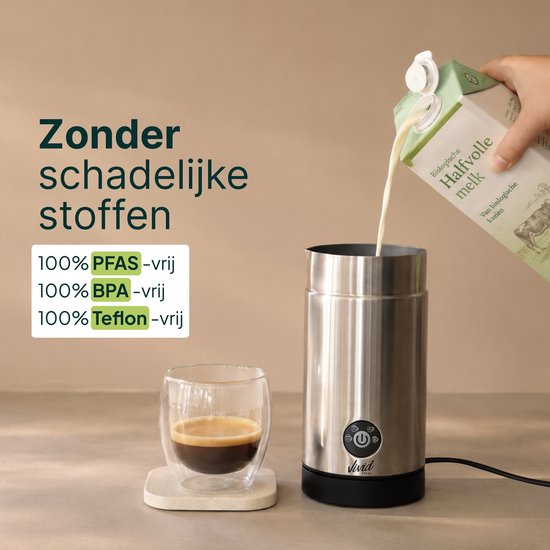 Melkopschuimer - PFAS-vrij - 4-in-1 Melkschuimer - Elektrische Melkklopper - Zilver