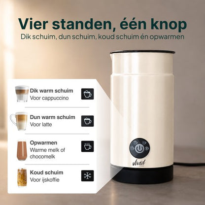 Melkopschuimer - PFAS-vrij - 4-in-1 Melkschuimer - Elektrische Melkklopper - Creme