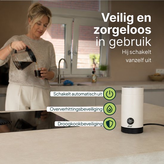 Melkopschuimer - PFAS-vrij - 4-in-1 Melkschuimer - Elektrische Melkklopper - Creme