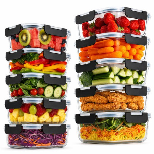 Vershoudbakjes Glas - 10 stuks - Meal Prep Bakjes - Diepvriesbakjes