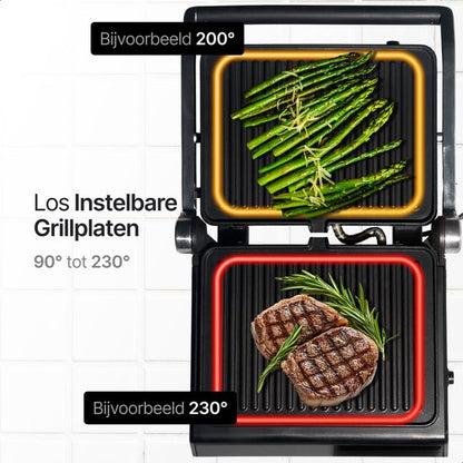 Rurido XL Tosti Apparaat 2000W – Uitneembare Platen & Vaatwasserbestendig – Groot Grilloppervlak – 180° Openklapbaar – Contactgrill – Panini Grill – Grill Apparaat – Tosti ijzer