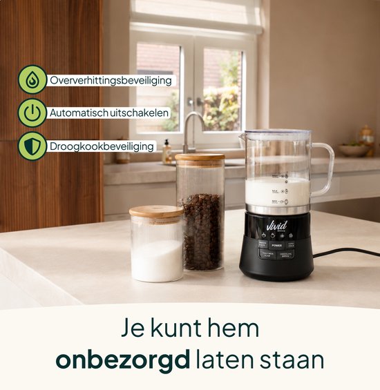 Glazen Melkopschuimer - Warm & Koud Schuim - 4-in-1 - Elektrische Melkschuimer - PFAS-vrij & BPA-vrij - Vaatwasserbestendig