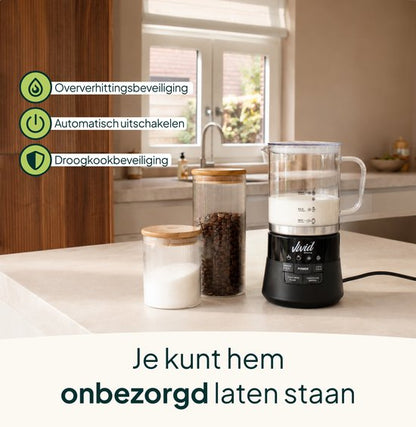 Glazen Melkopschuimer - Warm & Koud Schuim - 4-in-1 - Elektrische Melkschuimer - PFAS-vrij & BPA-vrij - Vaatwasserbestendig