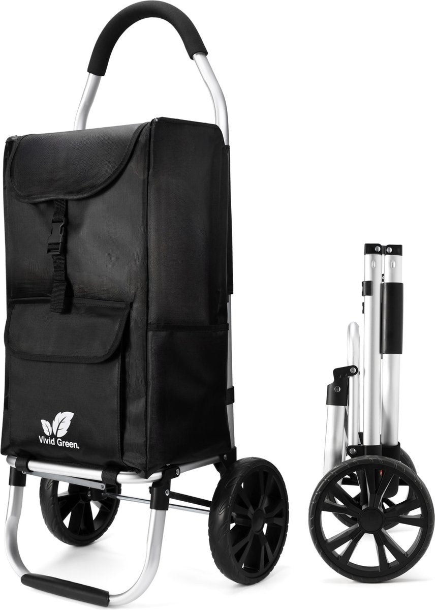 Boodschappentrolley - Boodschappenwagen - Trolley Met Wielen - Opvouwbaar - Afneembare Boodschappentas