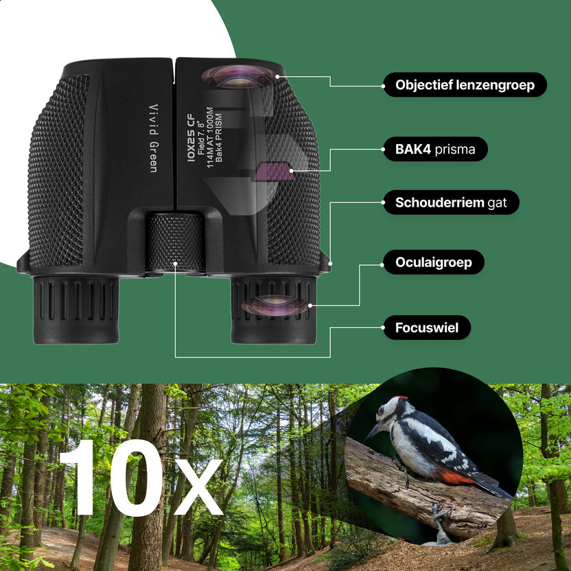 Verrekijker - 10x25 - BAK4 - Compact - Full Multi-Coated - Waterdicht