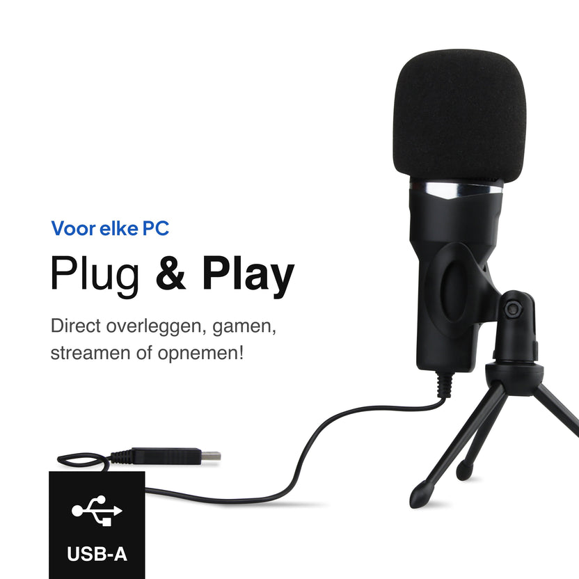USB Microfoon met standaard - Gaming - Podcast - Voor Pc en console