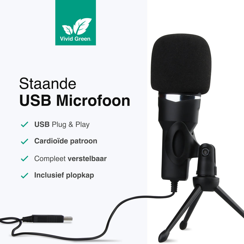 USB Microfoon met standaard - Gaming - Podcast - Voor Pc en console