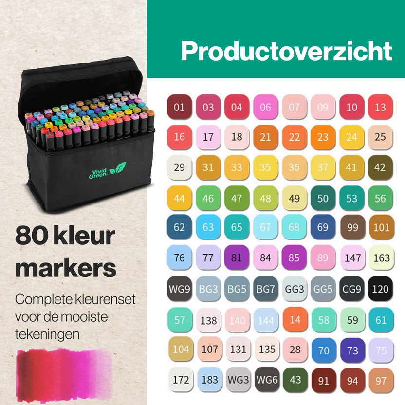 Twinmarkers 80 stuks voor volwassenen - Alcohol Markers - Stiften - Markeerstiften