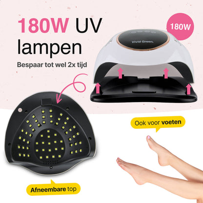 UV lamp gelnagels 180W - Led nagellamp - Gellak nagel lamp - Nageldroger - Naggellak droger - Nagels