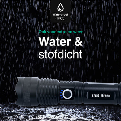 Zaklamp LED 5000mAh Oplaadbaar - Militaire - 2500 Lumen - Zwart