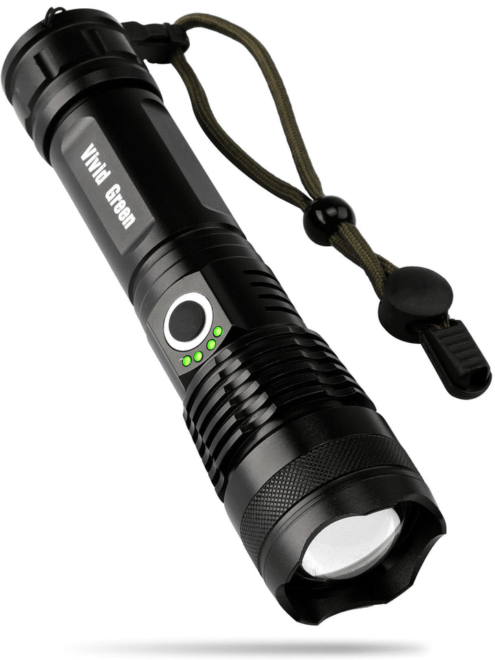 Zaklamp LED 5000mAh Oplaadbaar - Militaire - 2500 Lumen - Zwart
