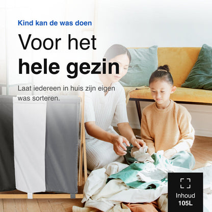 Wasmand met 3 vakken - Wassorteerder - Opvouwbaar
