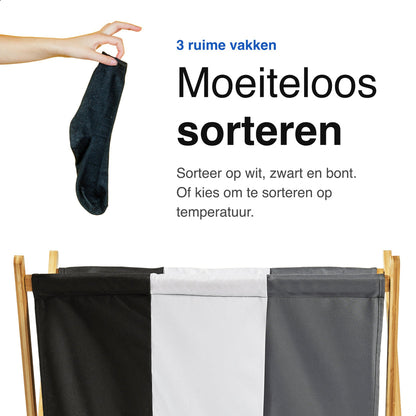 Wasmand met 3 vakken - Wassorteerder - Opvouwbaar