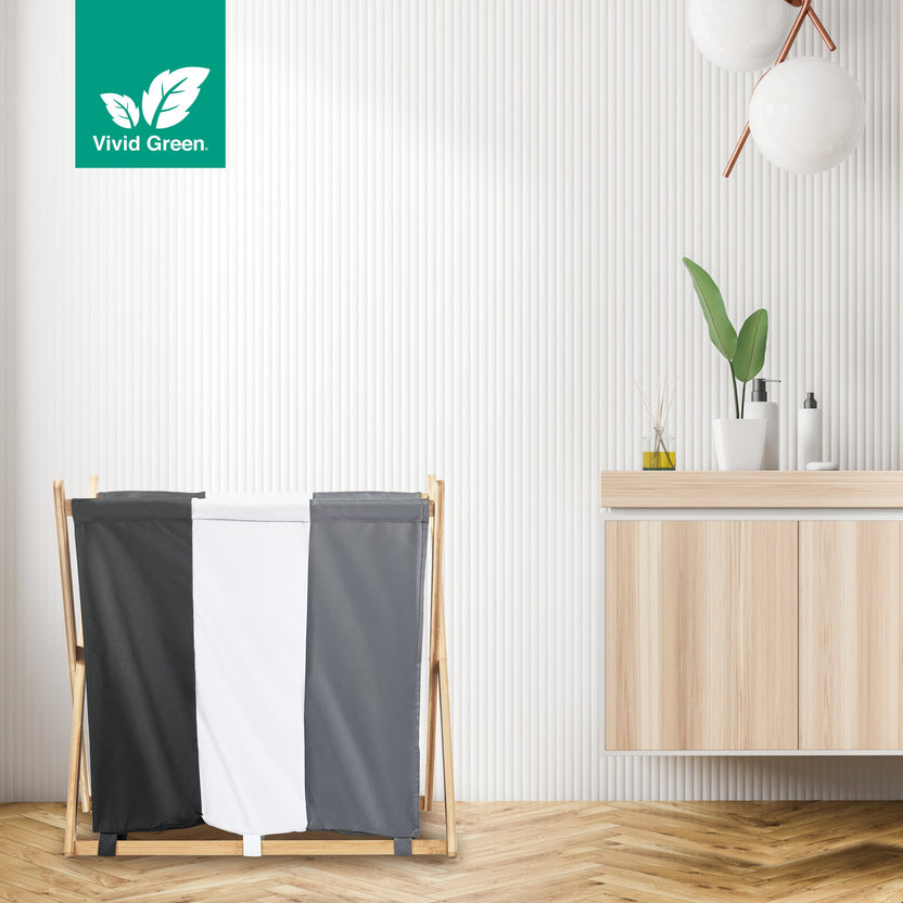 Wasmand met 3 vakken - Wassorteerder - Opvouwbaar