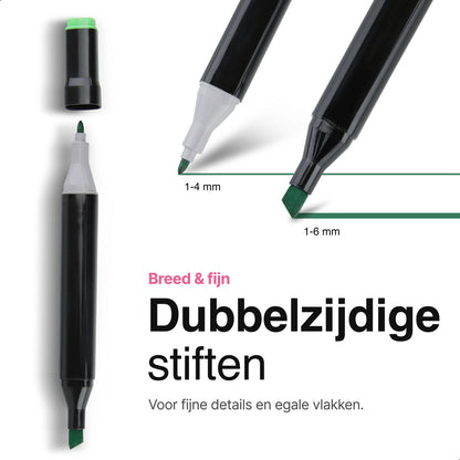 Twinmarkers 168 stuks voor volwassenen - Alcohol markers - Stiften - Markeerstiften