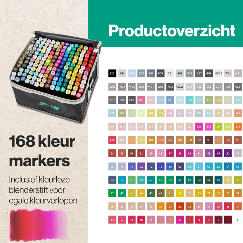 Twinmarkers 168 stuks voor volwassenen - Alcohol markers - Stiften - Markeerstiften
