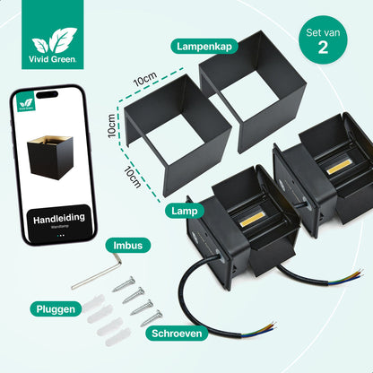 Wandlamp - 2 pack - Werkt op netstroom - 3000K