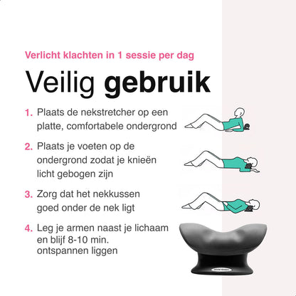 Nekstretcher- Massage kussen - Zwart