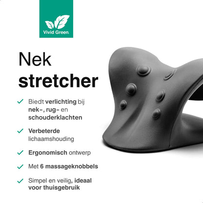 Nekstretcher- Massage kussen - Zwart