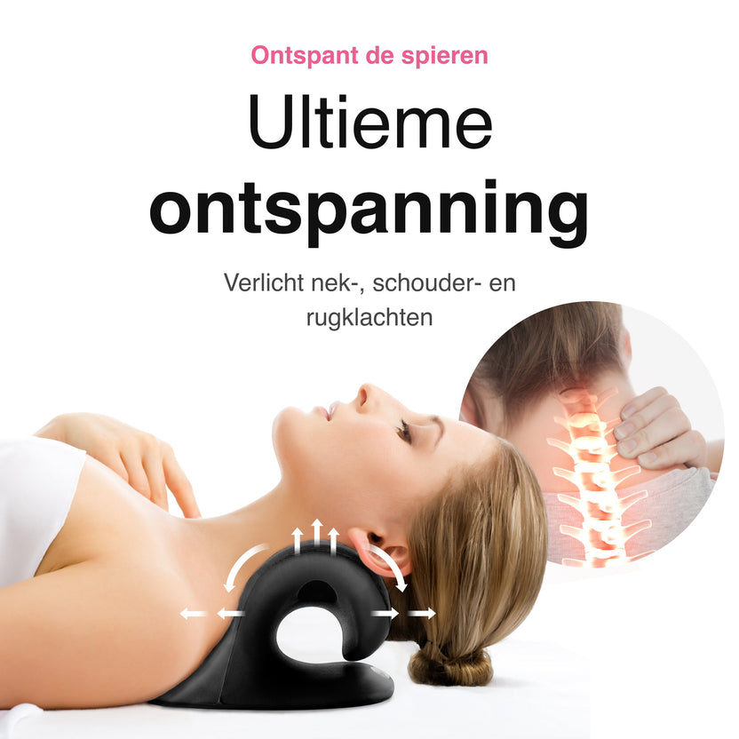Nekstretcher- Massage kussen - Zwart