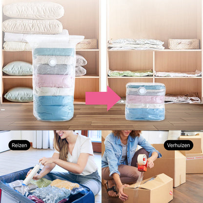 Vacuumzakken 24 Stuks / 4 Maten - Dekbedden & Kleding - Vacumeerzakken - Reiszakken - Incl. Handpomp