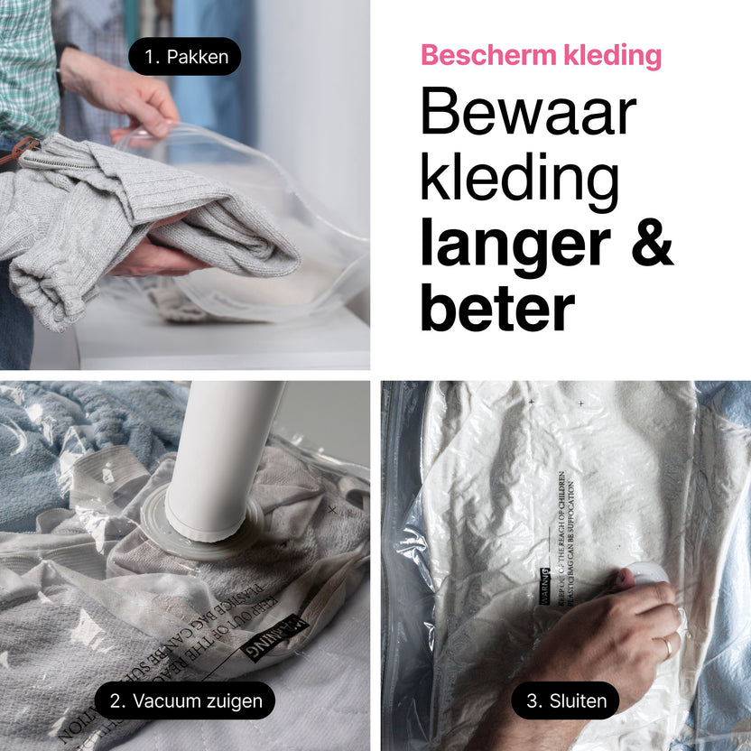 Vacuumzakken 24 Stuks / 4 Maten - Dekbedden & Kleding - Vacumeerzakken - Reiszakken - Incl. Handpomp