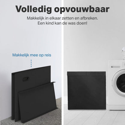 Dubbele Wasmand met Deksel en Uitneembare Waszakken - Wasmanden - Wassorteerder - 120L - Zwart
