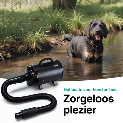 Hondenfohn met geluidsdemper 2800W - Waterblazer hond - Zwart