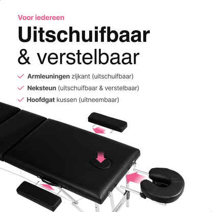 Massagetafel 3 zones - Inklapbaar - Max Draagvermogen 230 KG