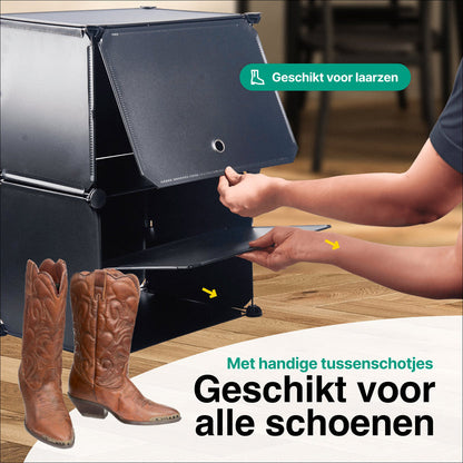 Schoenenkast 24 paar Schoenen - Verstelbaar - Schoenenrek - 6 vakkken - Geschikt voor Laarzen - 91,5*82*32,5 CM - Zwart