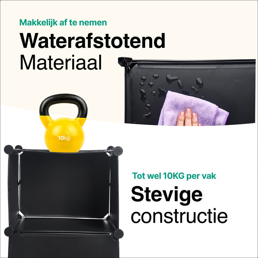Schoenenkast 24 paar Schoenen - Verstelbaar - Schoenenrek - 6 vakkken - Geschikt voor Laarzen - 91,5*82*32,5 CM - Zwart